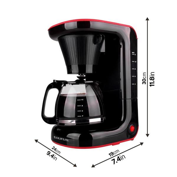 Imagem de Touro Veludo COFFEMAKER  Frasco de vidro 38,4 oz  Design moderno 700 watts de  de filtro lavável e reutilizável  Tamanho compacto  Faça isso em minutos