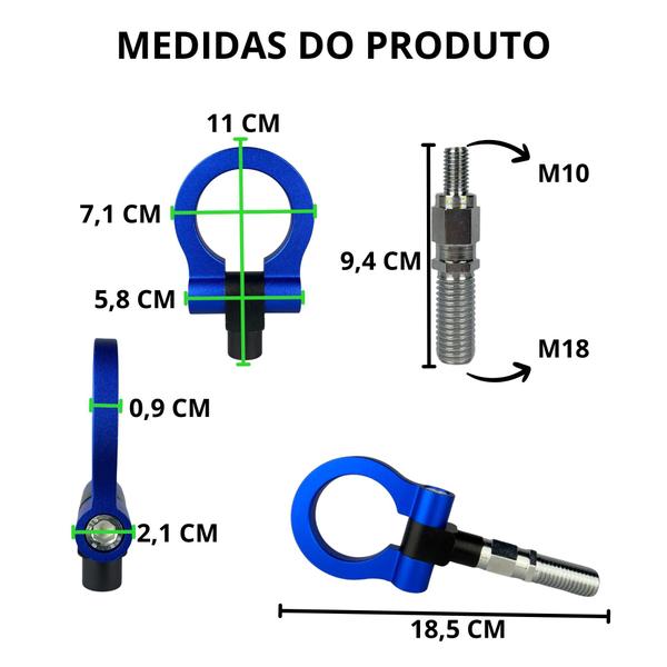 Imagem de Tow Hook Engate Reboque Carro Camionete Universal Azul