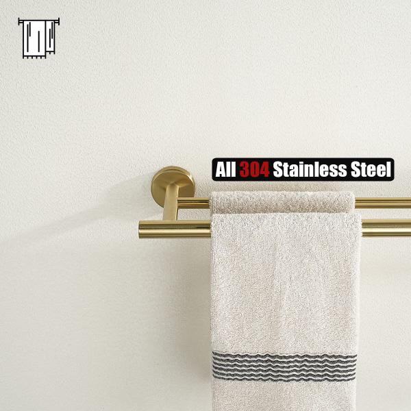 Imagem de Towel Bar JQK Double Brass Gold Rack de 24 polegadas