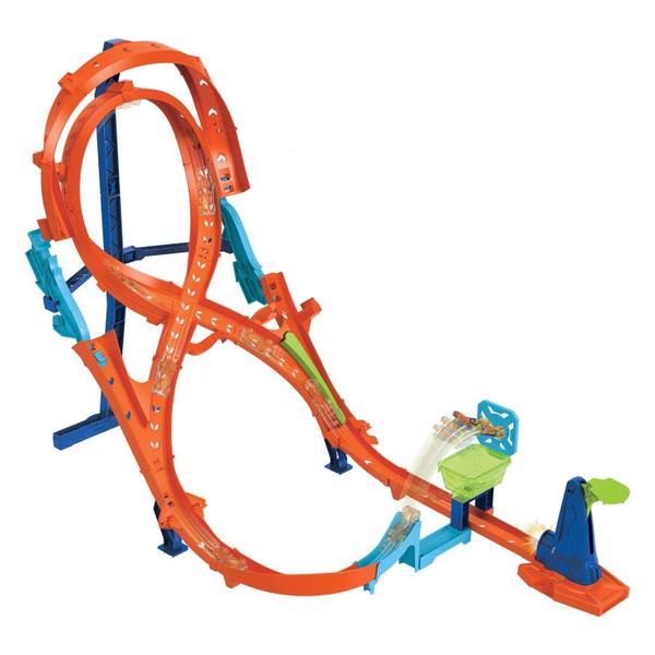 Imagem de Toy Car Track Set Hot Wheels com Figure-8 Jump e 1:64 Car