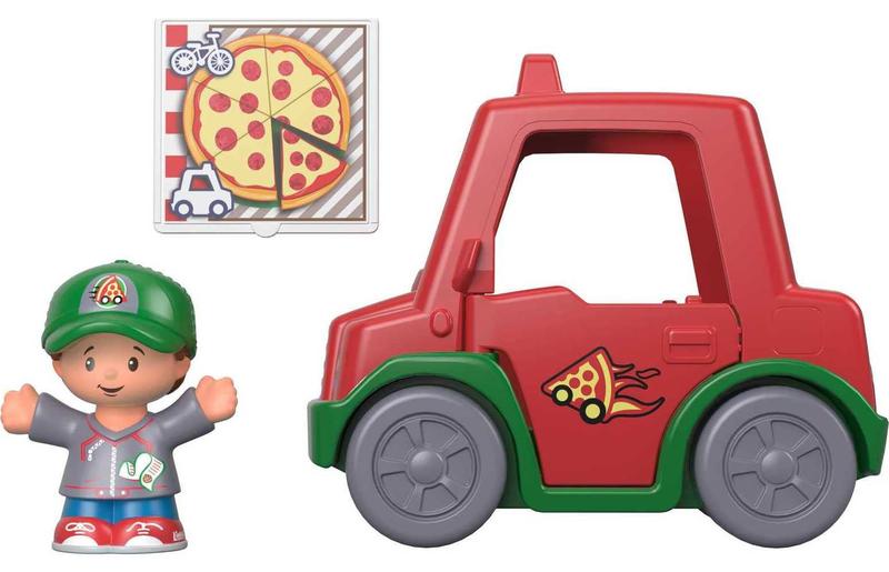 Imagem de Toy Fisher-Price Little People tem um carro de entrega de pizza fatiada