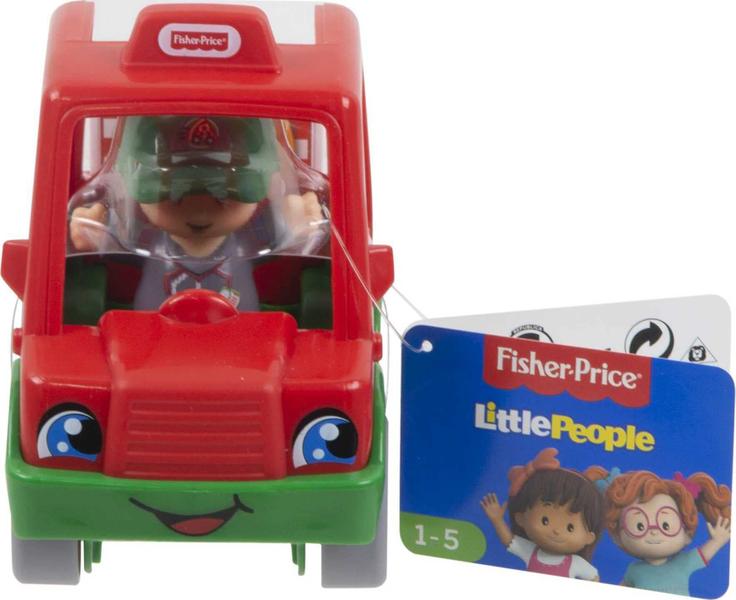 Toy Fisher-Price Little People tem um carro de entrega de pizza fatiada Imagem de Toy Fisher-Price Little People tem um carro de entrega de pizza fatiada