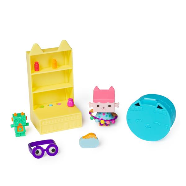 Toy Gabby's Dollhouse Celebration Baby Box Cat com móveis Imagem de Toy Gabby's Dollhouse Celebration Baby Box Cat com móveis