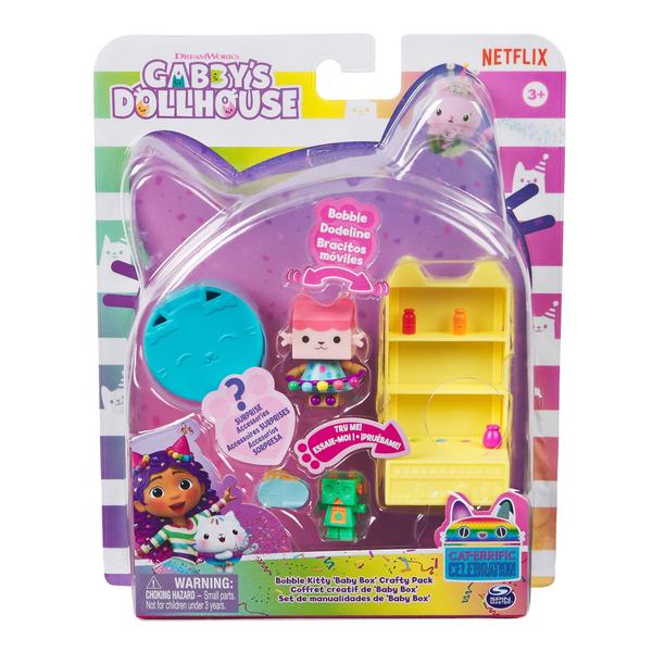 Toy Gabby's Dollhouse Celebration Baby Box Cat com móveis Imagem de Toy Gabby's Dollhouse Celebration Baby Box Cat com móveis