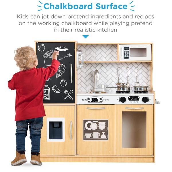 Imagem de Toy Kitchen Best Choice Products Pretend Play Wooden com acessórios