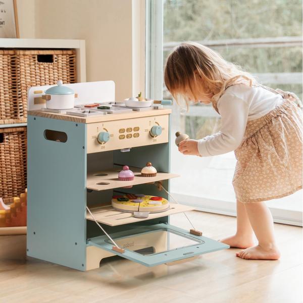 Imagem de Toy Kitchen Oven Playset ROBOTIME Montessori com brinquedos de comida