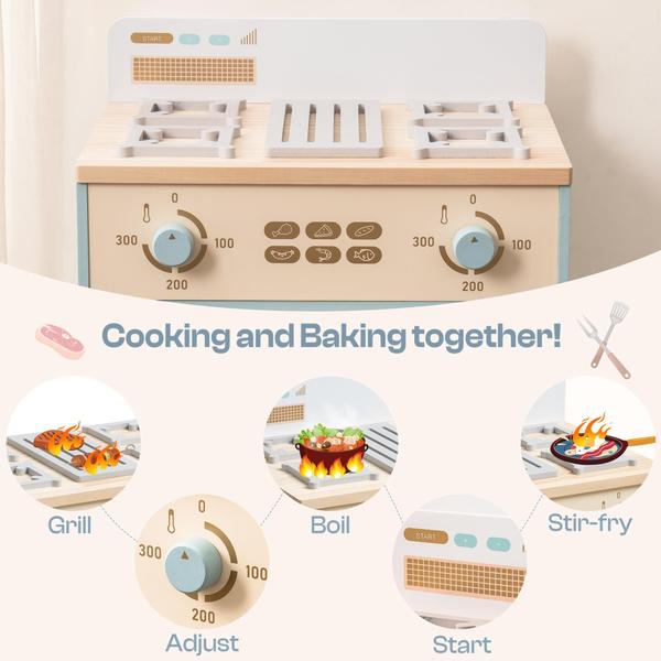 Imagem de Toy Kitchen Oven Playset ROBOTIME Montessori com brinquedos de comida