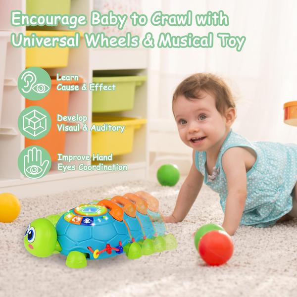 Imagem de Toy KWYZ Baby Crawling Turtle Musical Light Up 0-2 anos