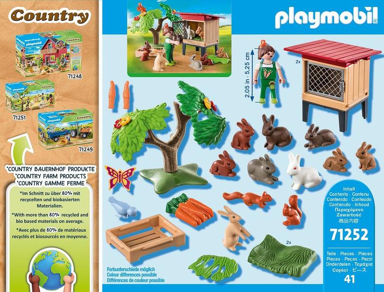 Imagem de Toy Playmobil Rabbit Hutch com 9 coelhos, 80% de material reciclado