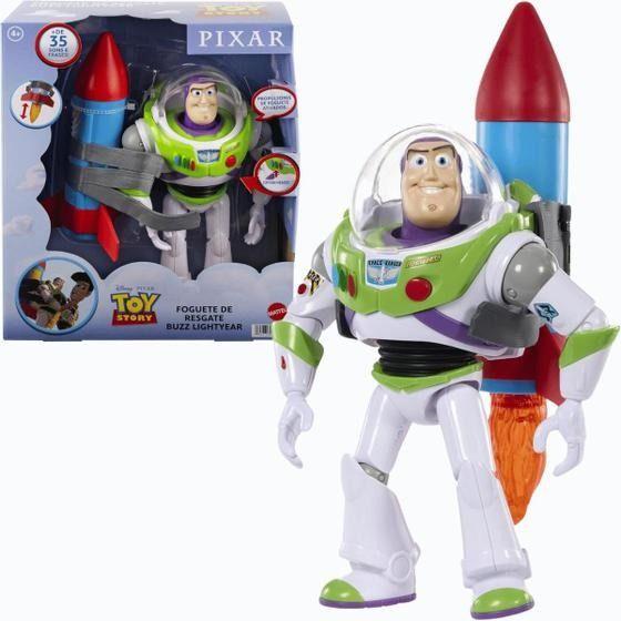 Imagem de Toy Story Buzz Lightyear 28cm Foguete Resgate 35 sons Mattel