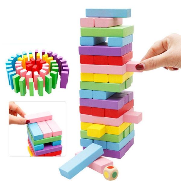 Imagem de Toy Wokex Color Sort Rainbow Wood High Stacks Blocks Kids 3+