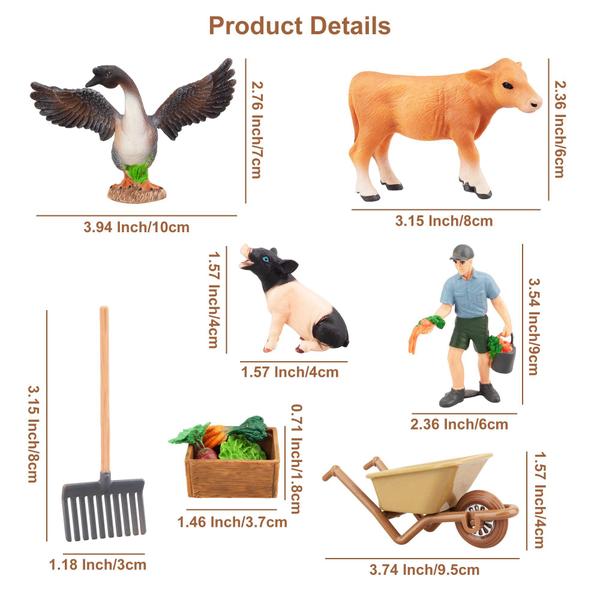 Imagem de TOYMANY 37PCS Grandes Animais de Fazenda Estatuetas Brinquedo com Cerca de Motocicleta Barn House - Trator de Fazenda Figuras Definidas com Agricultores Porcos Alimentos, Brinquedos Educacionais Presente de Aniversário de Natal ou Crianças Crianças