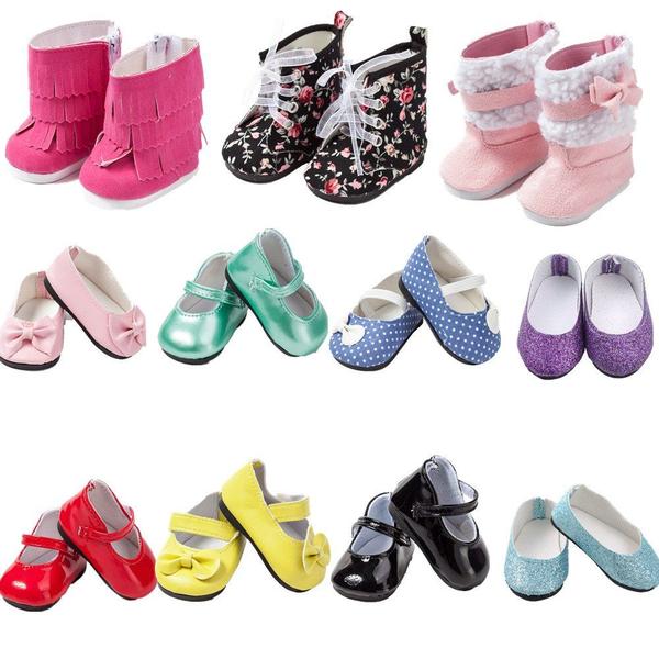 Imagem de TOYSB 6 pares de sapatos de boneca incluem botas sapatos de couro se encaixam 18 polegadas American Girl Doll