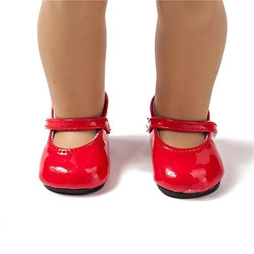 Imagem de TOYSB 6 pares de sapatos de boneca incluem botas sapatos de couro se encaixam 18 polegadas American Girl Doll