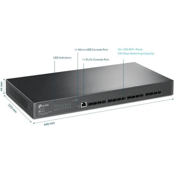 Imagem de TP-Link SWITCH TP-LINK GERENCIAVEL L2+ COM 16 PORTAS 10GE SFP+ TL-SX3016F