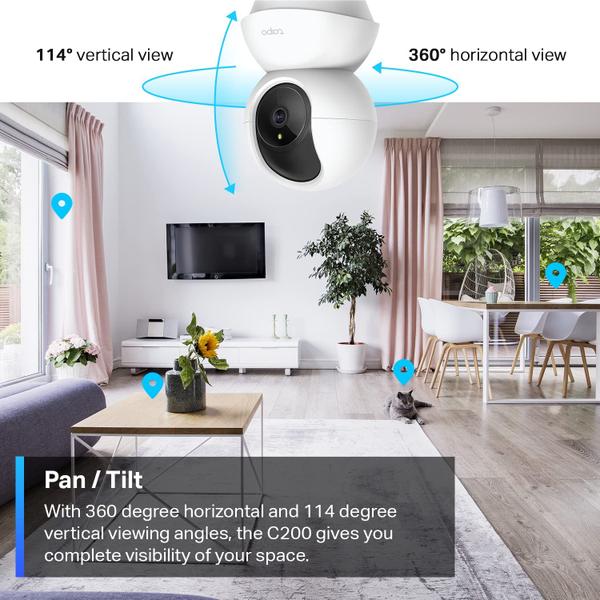 Imagem de TP-Link Tapo Pan / Tilt Security Camera para Monitor de Bebê, Pet Camera w / Detecção de Movimento, 1080P, Áudio 2-Way, Visão Noturna, Nuvem e Armazenamento em Cartão SD, Funciona com Alexa e Google Home (Tapo C200)