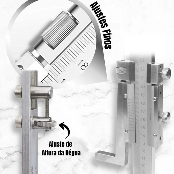 Imagem de Traçador Medidor De Altura Manual Analógico 300mm 12Pol CNC Fresa 1 Coluna com Lupa Maleta Profissional Metrologia Nonio