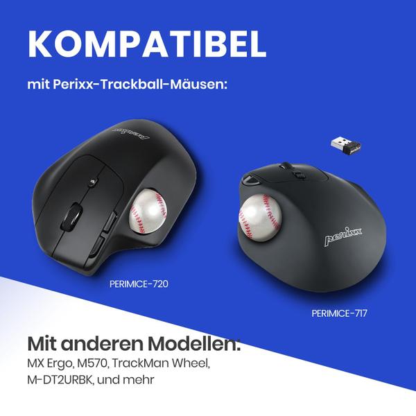 Imagem de Trackball esportivo Perixx PERIPRO-303BSB Design de beisebol 3,4 cm