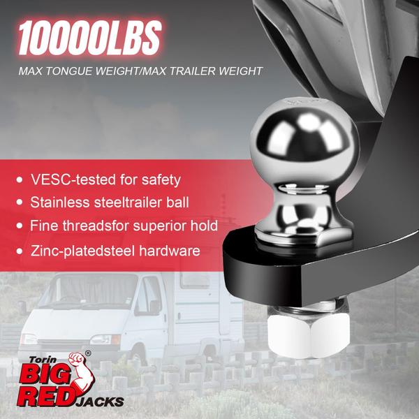 Imagem de Trailer Hitch Ball BIG RED em aço inoxidável 2 polegadas 10.000 libras