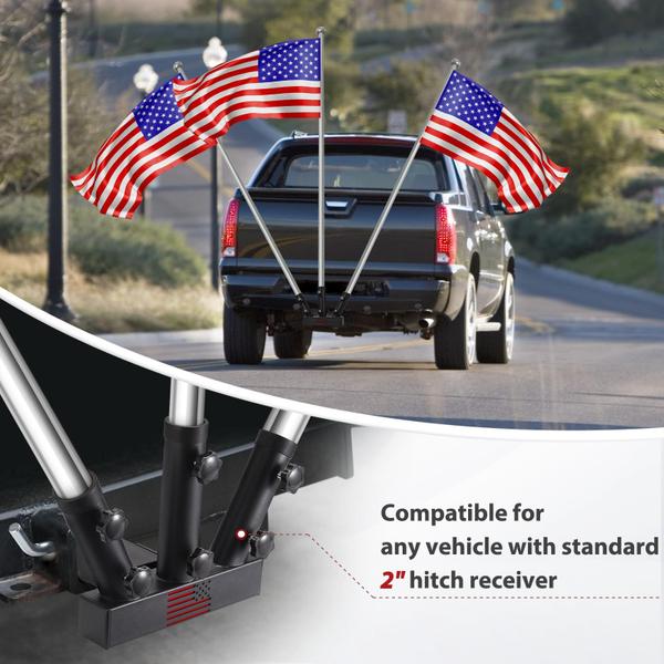 Imagem de Trailer Hitch Flagpole Mount GADFISH para 2 receptores pretos