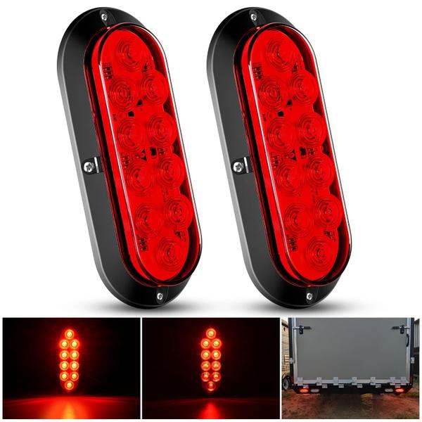 Imagem de Trailer Tail Light Nilight 6 Oval Red LED Surface Mount 2 unidades