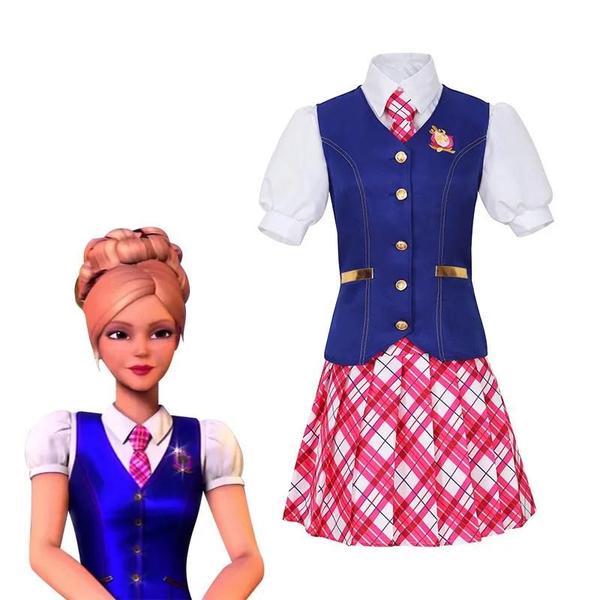 Imagem de Traje de Cosplay Barbie Feminino - Fantasia de Halloween, Vestido de Princesa e Uniforme Escolar