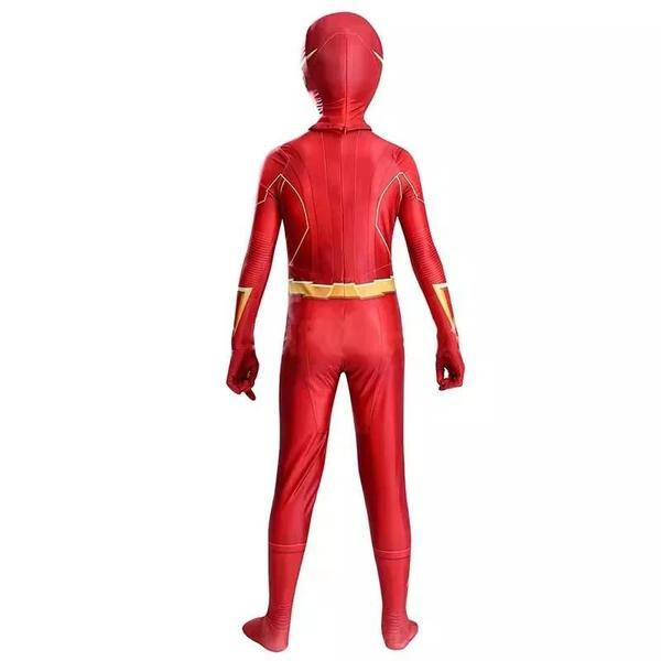 Imagem de Traje de Cosplay do Flash para Crianças - Macacão de Super-herói com Capa para Halloween