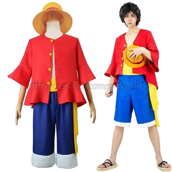 Imagem de Traje de Cosplay Monkey D. Luffy - Vermelho - para Crianças, Homens e Mulheres