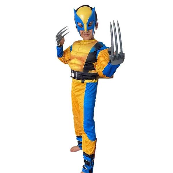 Imagem de Traje de Cosplay Wolverine para Crianças - Máscara e Macacão de Luxo para Halloween, Natal e Ano Novo