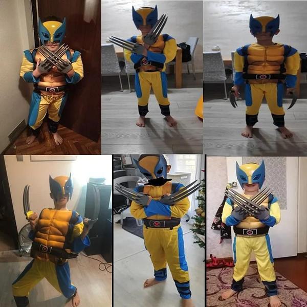 Imagem de Traje de Cosplay Wolverine para Crianças - Máscara e Macacão de Luxo para Halloween, Natal e Ano Novo