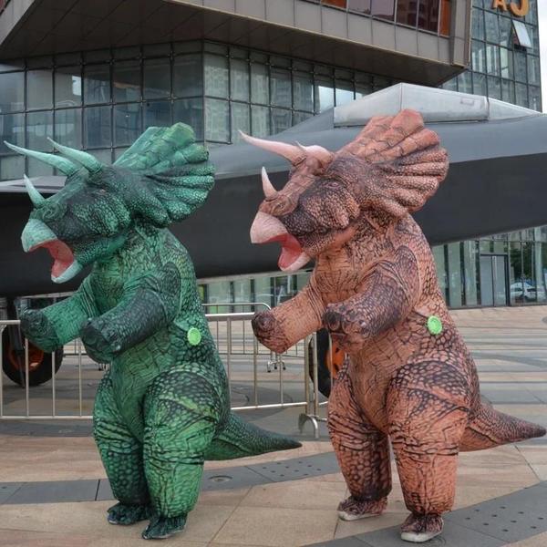 Imagem de Traje de Dinossauro Triceratops Inflável para Adulto - Fantasia de Halloween e Festa