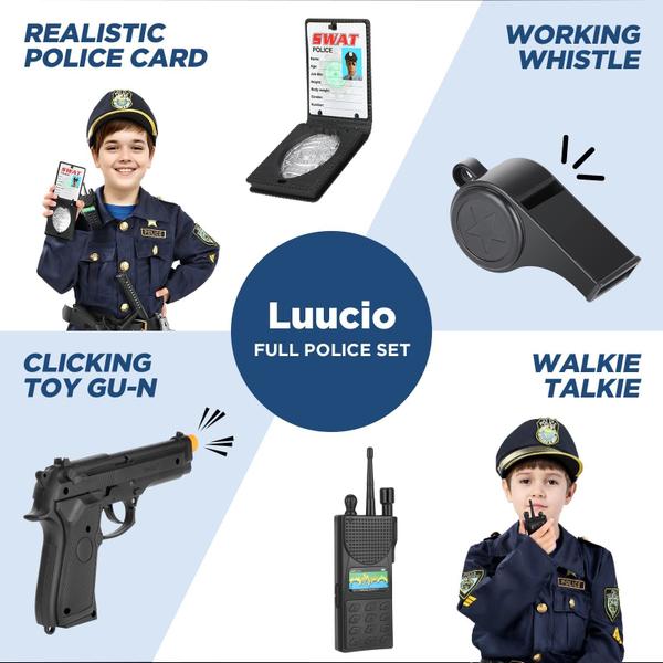 Imagem de Traje de policial Luucio para crianças com uniforme e acesso.