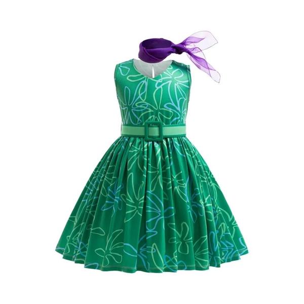 Imagem de Traje de Princesa com Flores para Meninas - Fantasia Cosplay de 4 Peças (Vestido, Cinto, Cachecol e Peruca) - Halloween e Carnaval