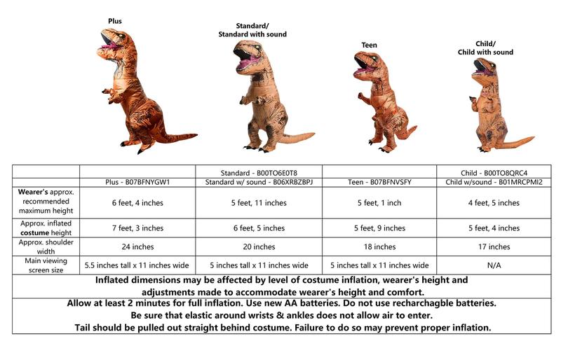 Imagem de Traje inflável de dinossauro Rubie's T-Rex com som para crianças