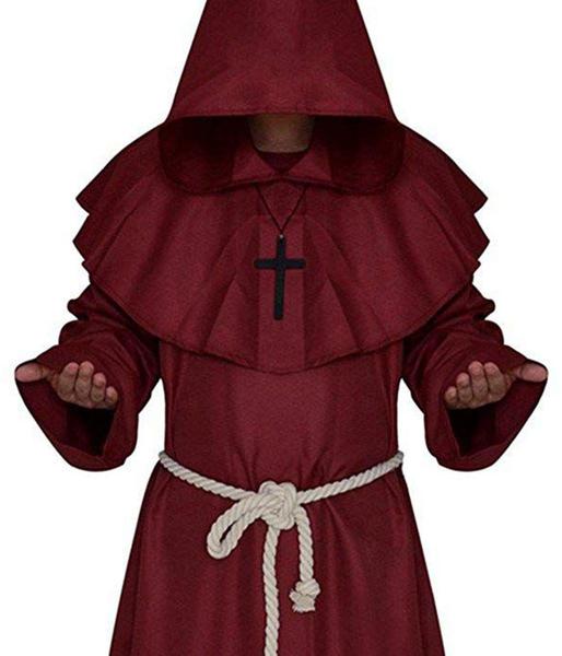 Imagem de Traje LHJ Friar Monge Medieval Encapuzado Padre Renascentista