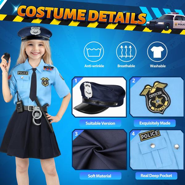 Imagem de Traje policial Luucio Policial para meninas de 3 a 12 anos