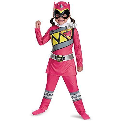 Imagem de Traje rosa de Power Rangers para crianças. Oficial Licenciado Pink Ranger Dino Charge Classic Power Ranger Suit com máscara para meninas, Médio (3T-4T)