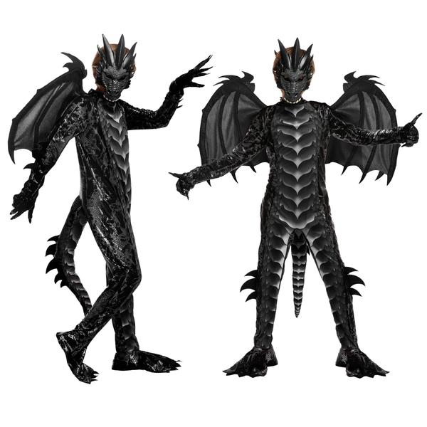 Imagem de Traje Spooktacular Creations Black Dragon para meninos de 12 a 14 anos