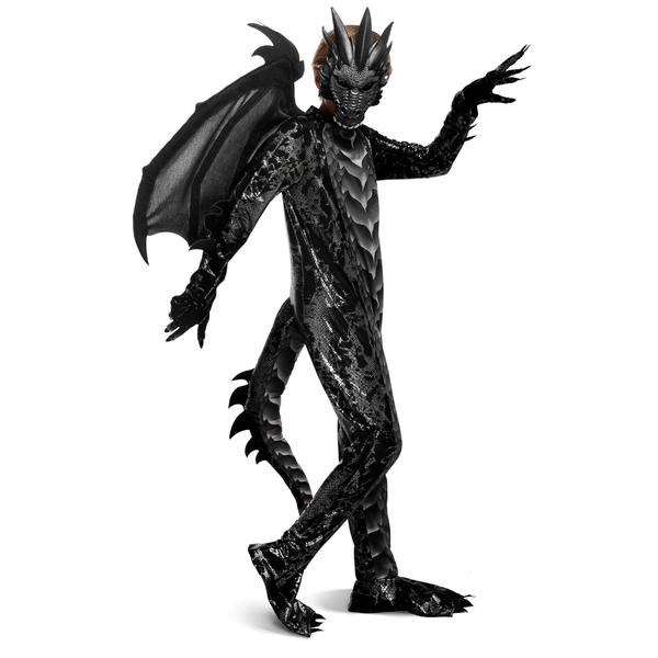 Imagem de Traje Spooktacular Creations Black Dragon para meninos de 12 a 14 anos