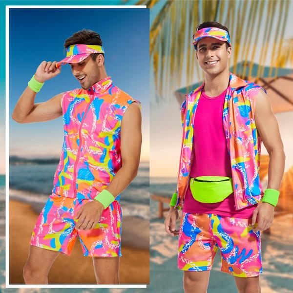 Imagem de Traje Yonroik 80s Workout para homens, Halloween, cosplay, rosa