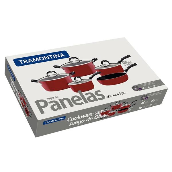 Imagem de Tramontina Kit Panela Inox Monaco Vermelho 5pc 20899750