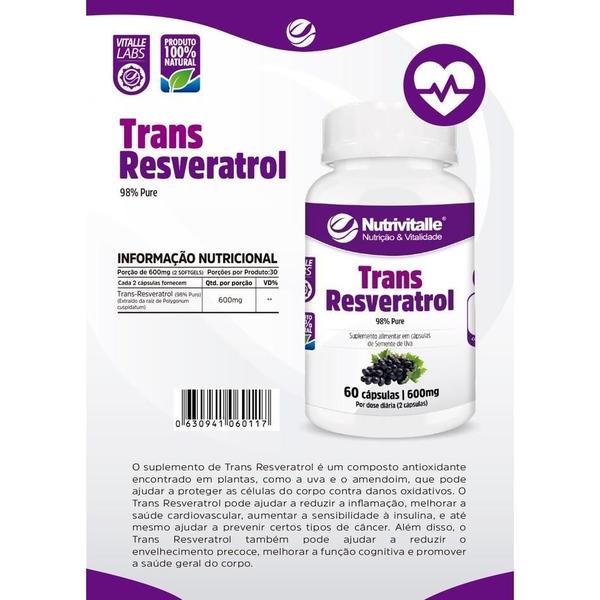 Imagem de Trans Resveratrol 600Mg 60 Capsulas Nutrivitalle