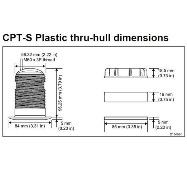 Imagem de Transducer Raymarine CPT-S Thru Hull 0 Graus Element-S Axiom DV 