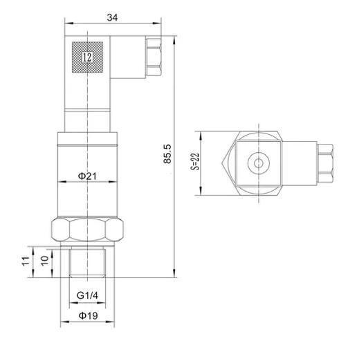 Imagem de Transdutor Pressão 0-1 MPa 1/4 NPT 12-36 VDC 4-20 mA