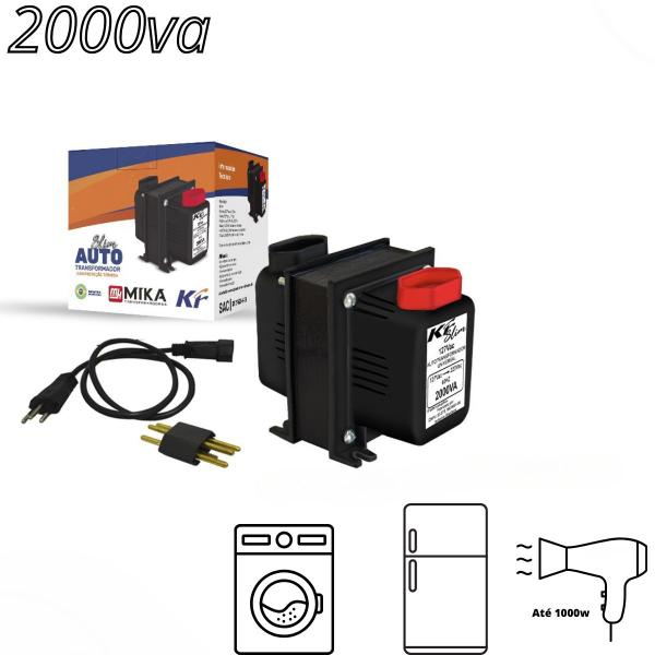 Imagem de Transformador 2000va 110 Para 220 E 220 Para 110 Bivolt Kf Slim Para Lavadora Ferramentas até 1000ww