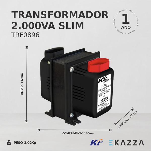 Imagem de Transformador 2000VA Slim Bivolt TRF0896 KF