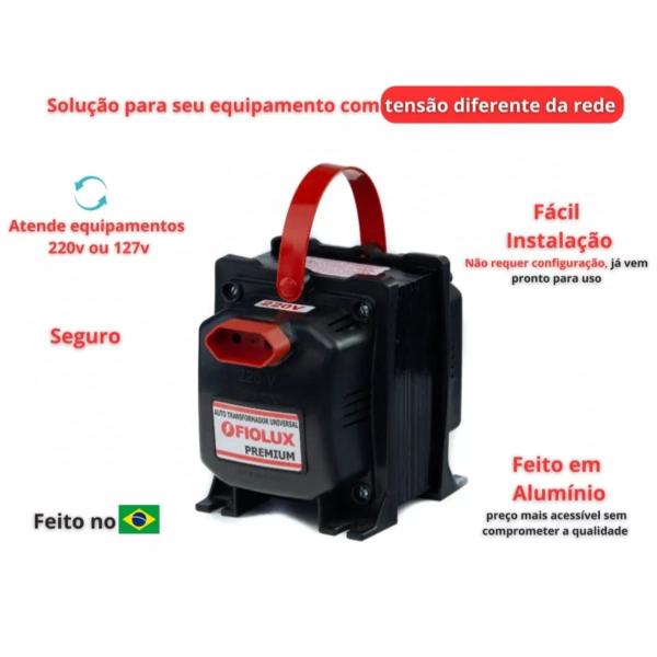 Imagem de Transformador 5000va Fiolux Premium 110/127V p/ 220V ou de 220V p/ 110/127V Para Ar Condicionado AtéSplit 18000 Btus