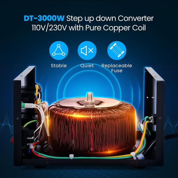 Imagem de Transformador conversor de tensão Anbull 3000W Step Up/Down