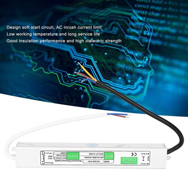 Imagem de Transformador de fonte de alimentação LED impermeável 12V 30W PWM Hilitand