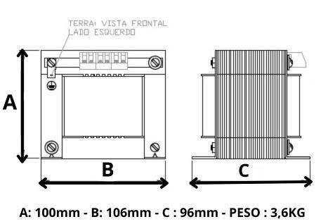 Imagem de Transformador Monofásico de Comando Universal 220V/380V/440V X 110V/220V 150VA